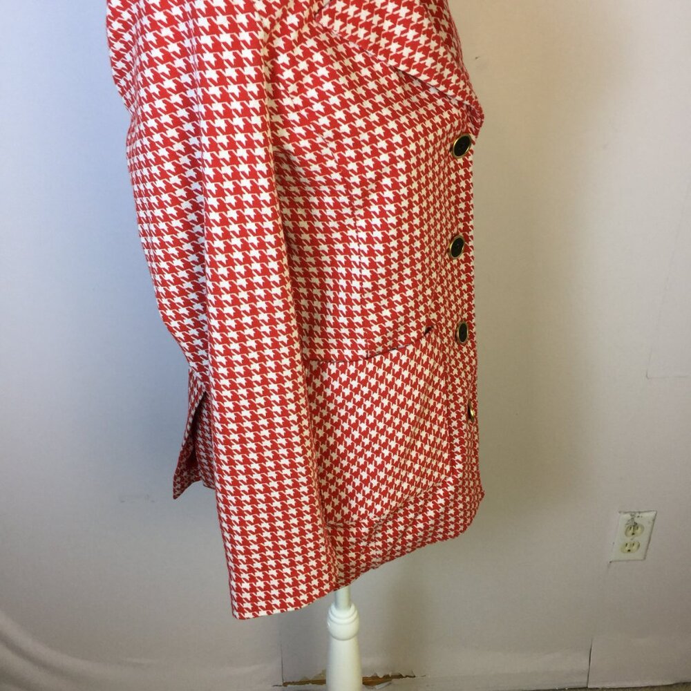 Cabi Blazer Jacket Sz S Womans Red White Classic Houndstooth Streth Pocket #4249 - Picture 8 of 16